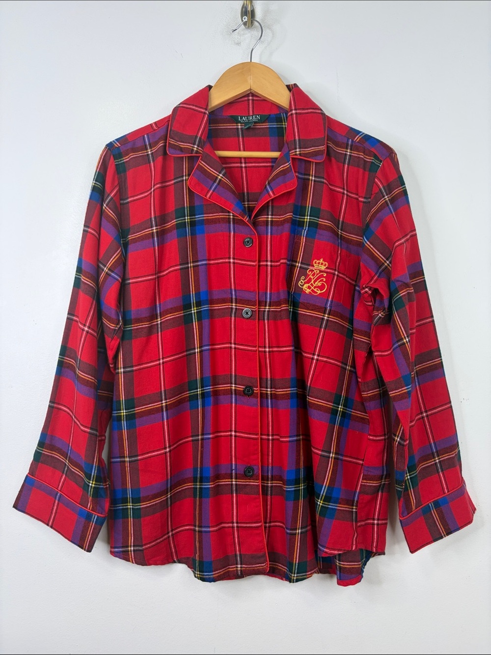 Lauren Ralph Lauren Pajamas Womens Large Red Tartan Plaid Cotton Flannel PJs - Picture 2 of 15